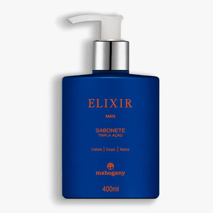 Kit Eau de Toilette Elixir Man com Sabonete Líquido, Balm Multifuncional e Caixa Dourada